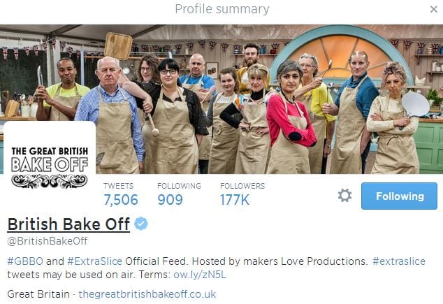 Great British Bake Off banner from Twitter